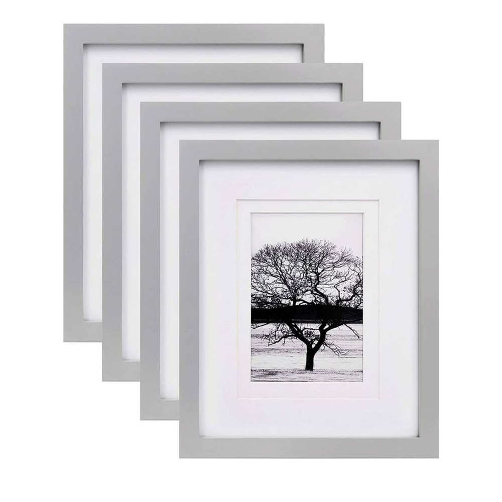 Photo Frames Set Of 4 Gray Modern Wall Free-standing Portrait Landscape New